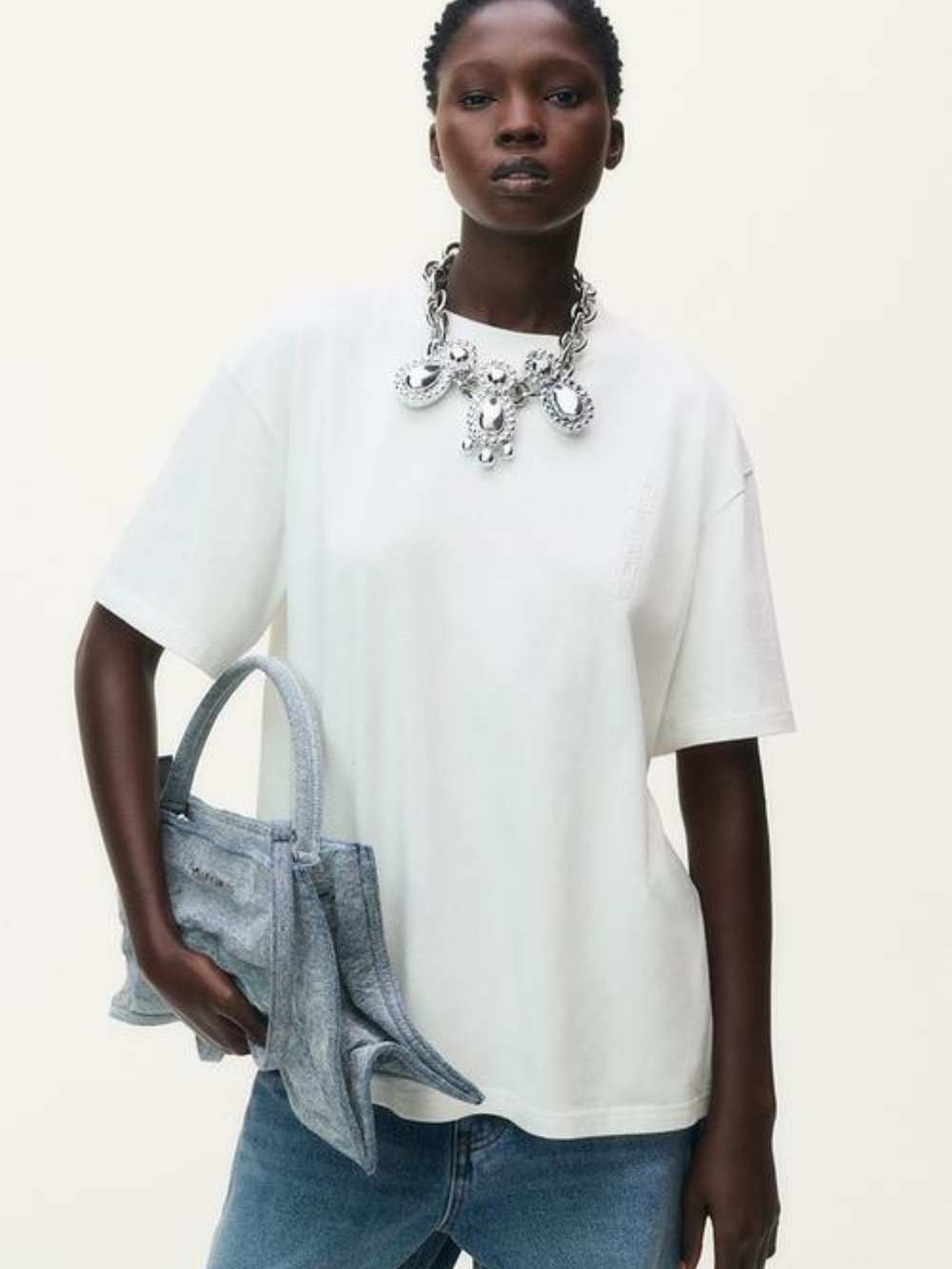 Glenn Martens x H&M White T-shirt Short Sleeve Crewneck Size S